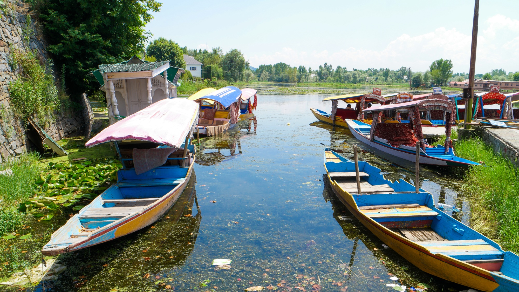 Beautiful view of Srinagar, the capital of Kashmir, India on the banks of the Jhelum River