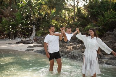 Happy smile european family have rest and run in Andaman sea