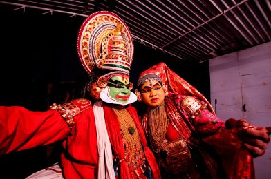 Portrait of Kathakali dance performer in Kerala, India