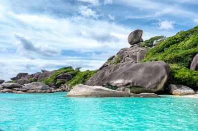 Similan bay sailing rock island in andaman sea